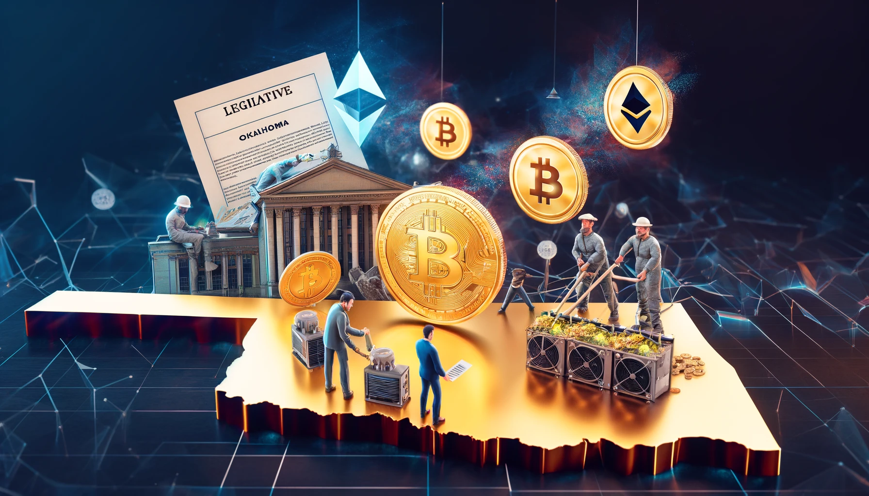 simboli di Bitcoin e altre criptovalute come Ethereum e Dogecoin