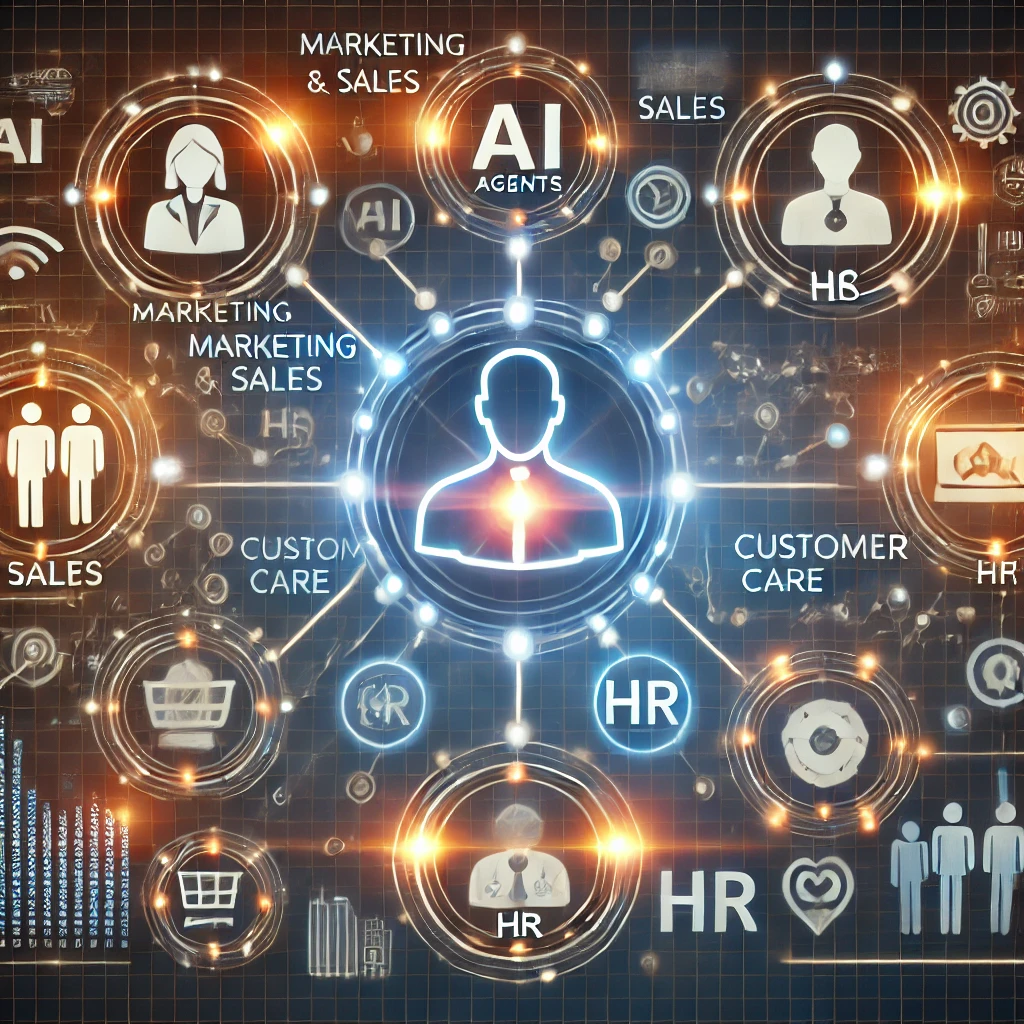 Uno schema che illustra una serie di agenti AI