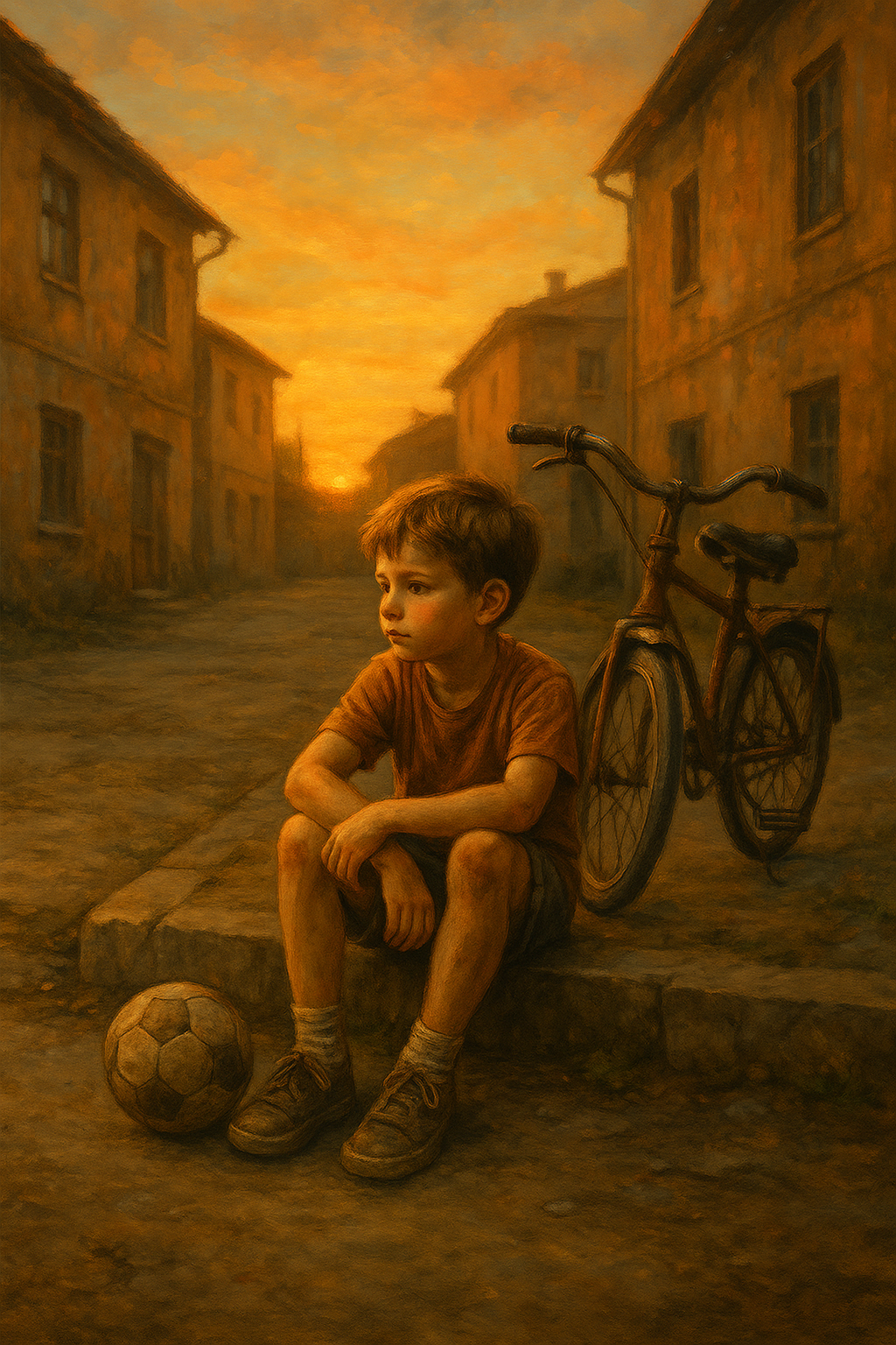 Cortile d infanzia al tramonto