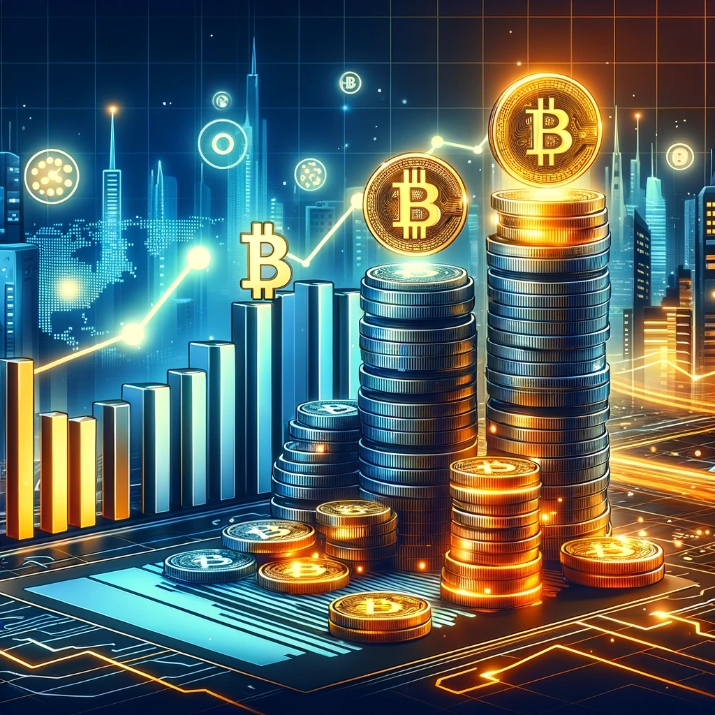 Una rappresentazione grafica che mostra due torri di monete