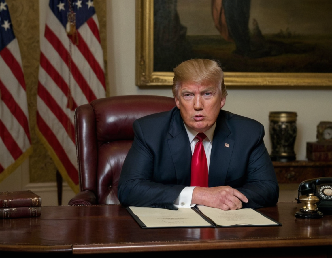 Donald Trump seduto alla scrivania nello Studio Ovale