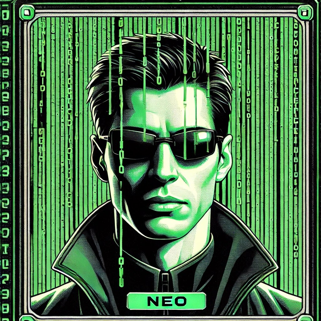 Neo in trench nero e occhiali da sole