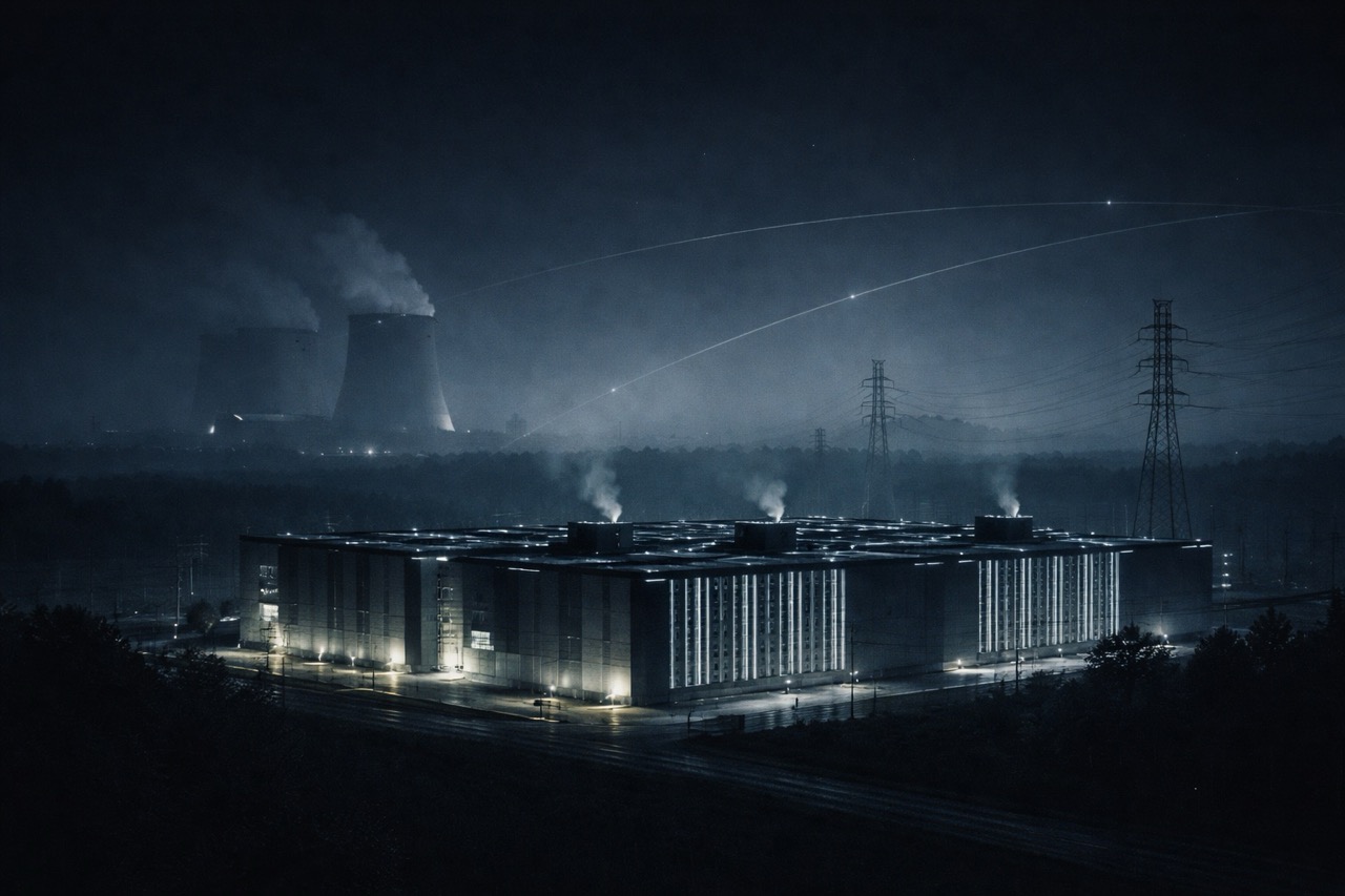 Un paesaggio industriale notturno