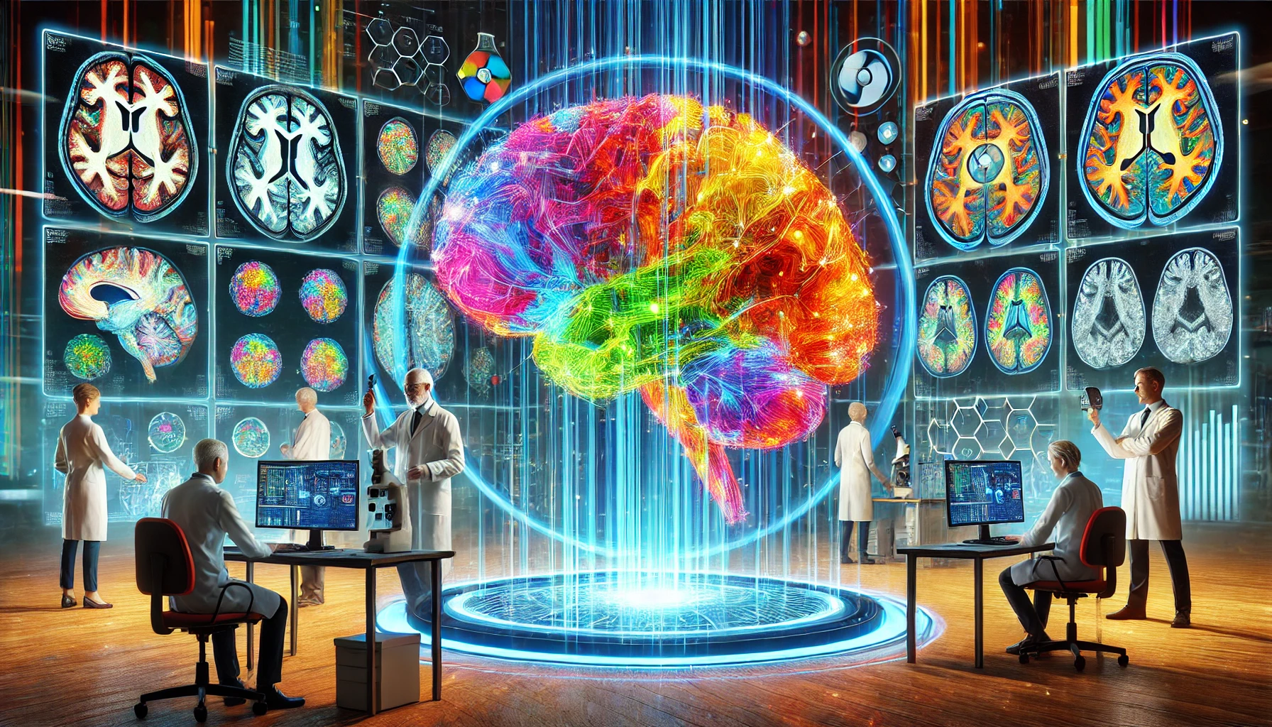 Una rappresentazione di scansioni cerebrali colorate