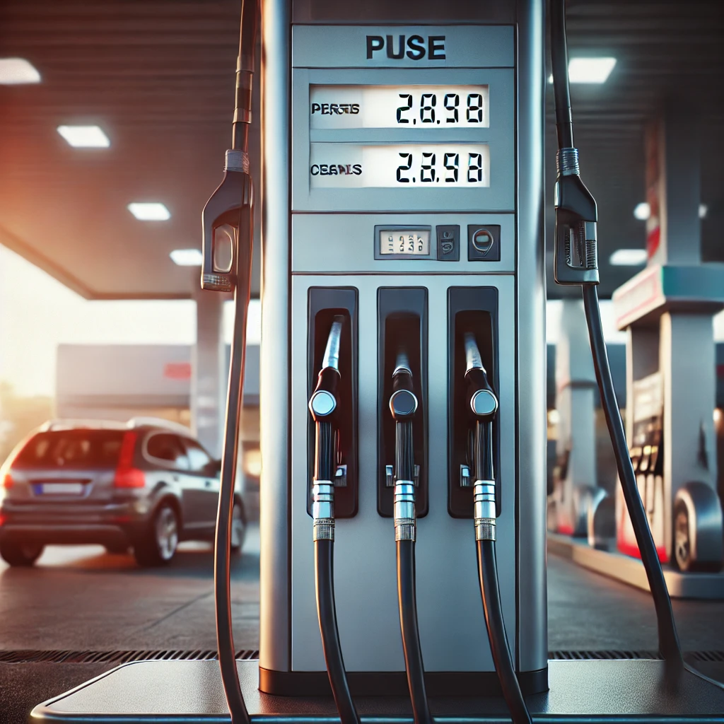 Una pompa di benzina in una stazione di servizio