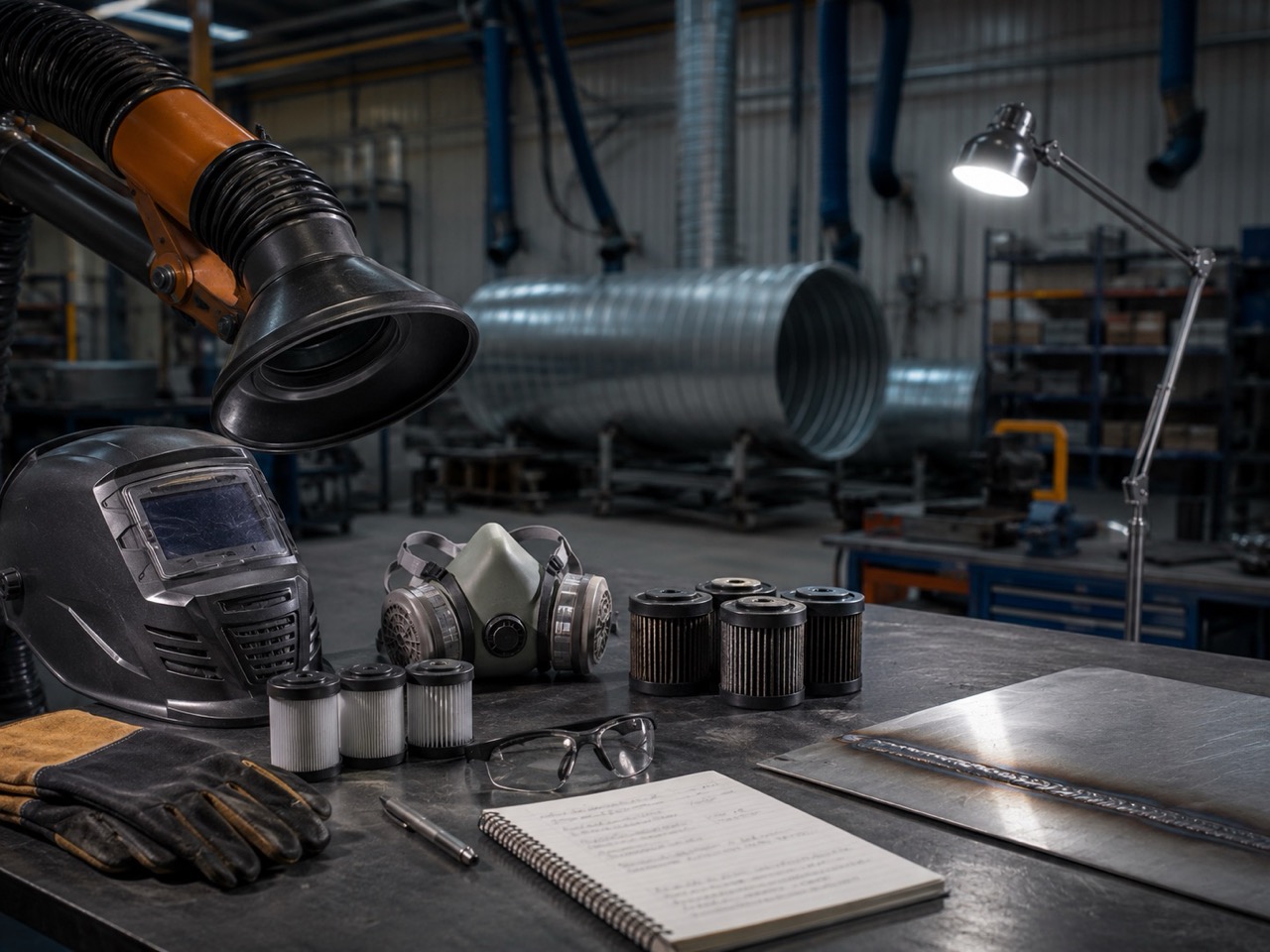 Guida all’aspirazione in officina: saldatura, zincato, fumi, bracci aspiranti, filtri saturi, ventilazione, DPI, luce, caldo, freddo e obblighi di legge.