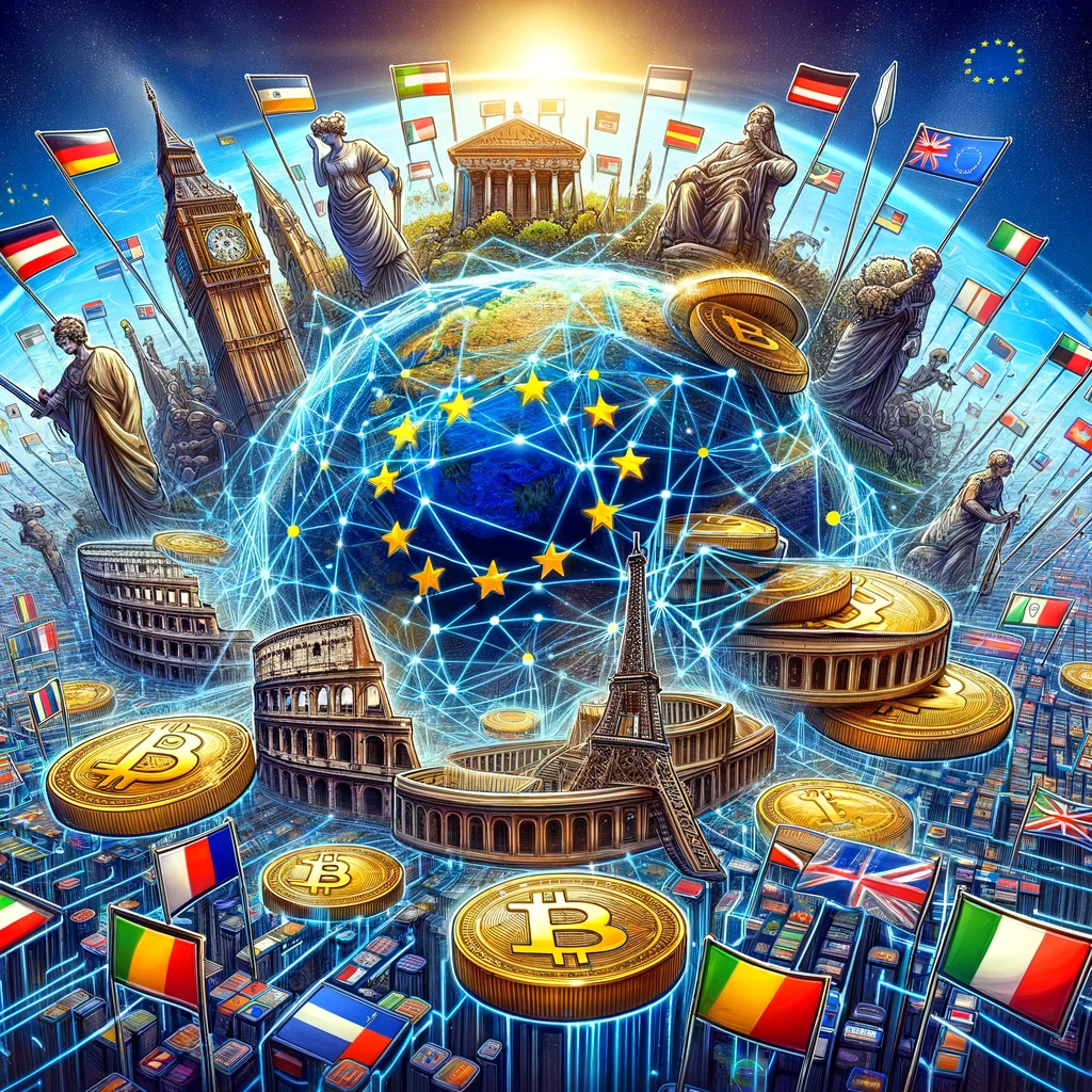 criptovalute e le bandiere europee